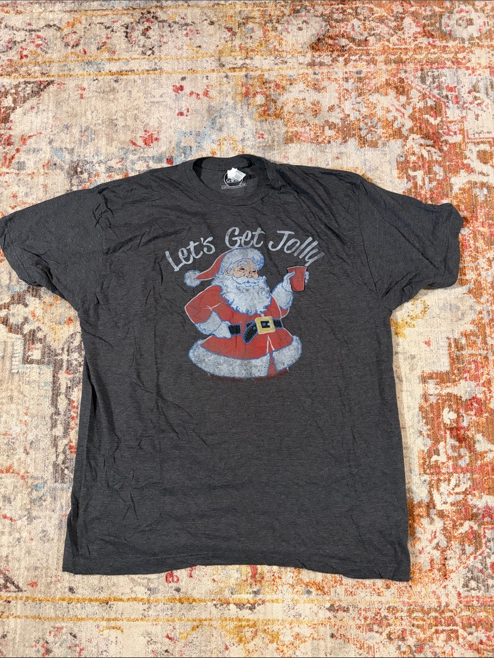 Men's Charcoal 'Let's Get Jolly' Santa Graphic Tee